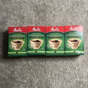 Melitta #2 Natural Brown Cone Coffee Filters 400 Count (622752) | Set Of 4 Boxes